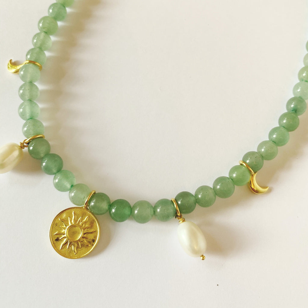 GREEN AVENTURINE BEADED NECKLACE